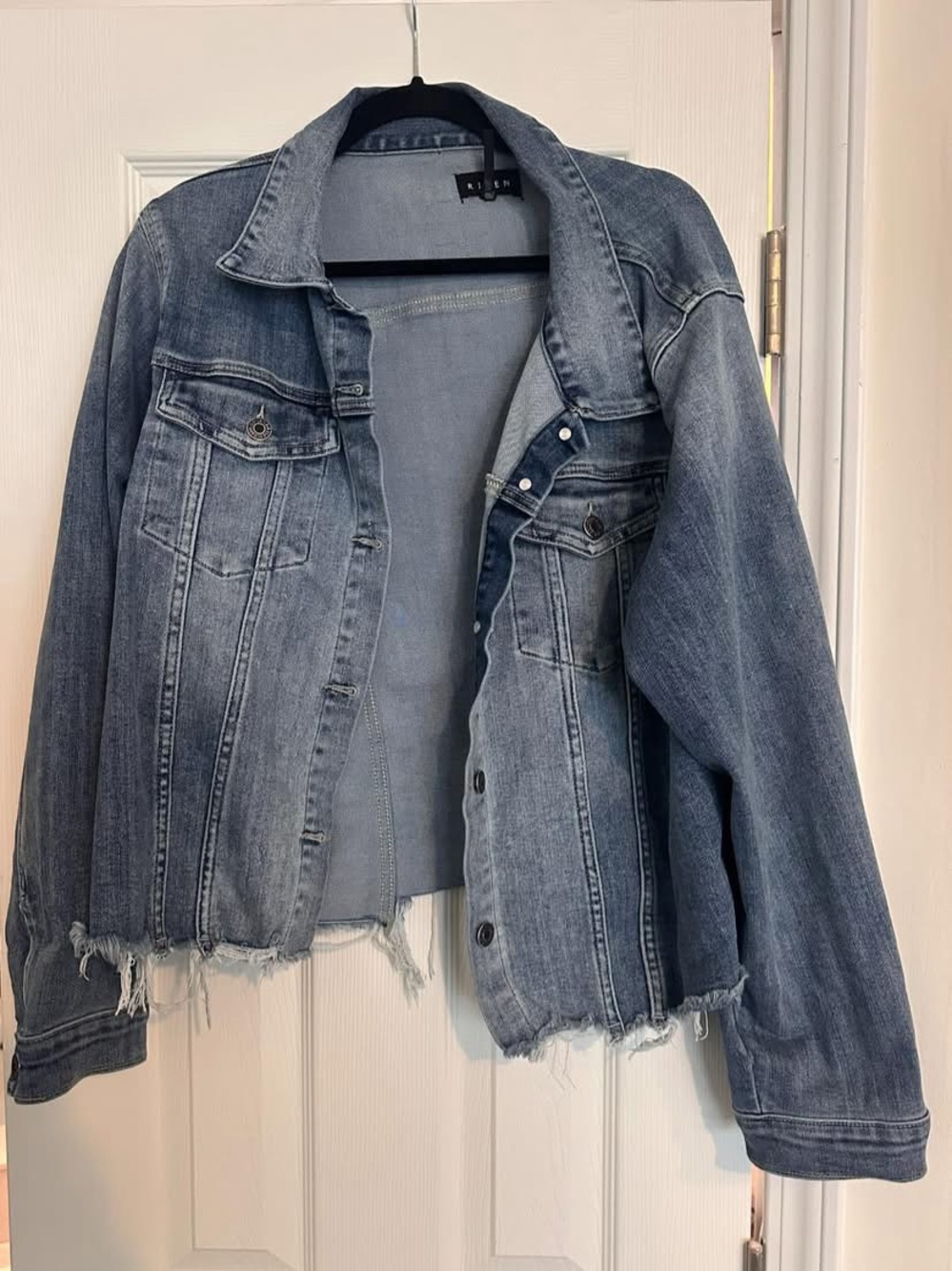 Light Blue Distressed Denim Jacket - Women's Jean Jacket